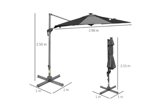 Outsunny 3m Roma Parasol Adjustable Garden Sun Umbrella Wowcher