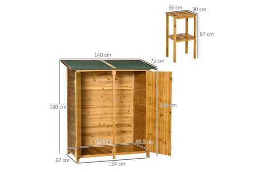 Outsunny Garden Wood Storage Shed W Flexible Table Wowcher