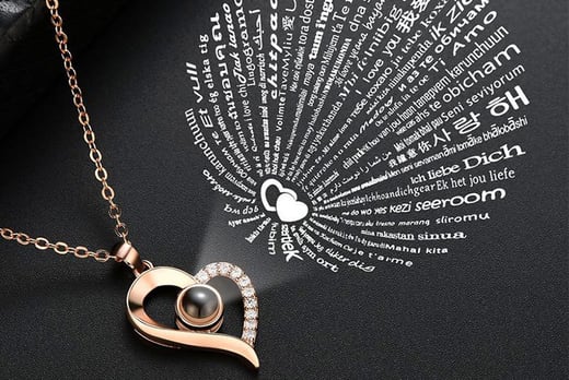 Silver 100 Languages I love you Projection Pendant Memory Necklace Gift RC 