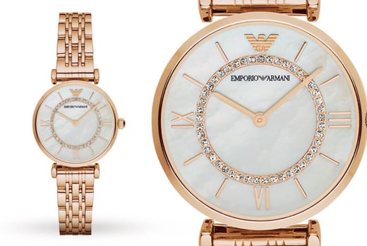 mother of pearl armani watch