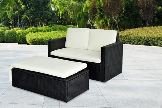 Rattan Outdoor Garden Sofa Furniture LoveBed Patio Sun bed Brown With cover