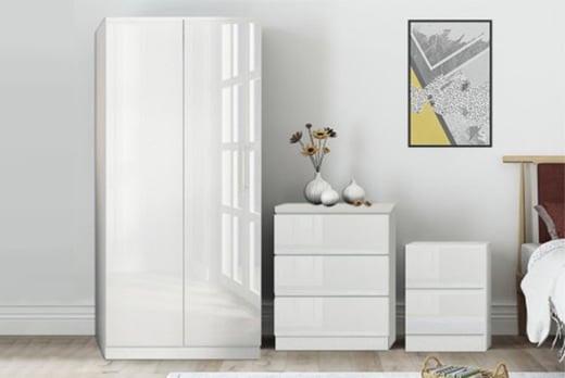 3PC High Gloss Bedroom Furniture Set - Black or White!