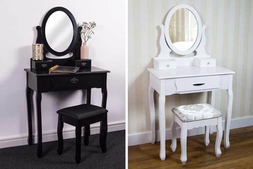 3-Drawer Dressing Table w/ Stool - 2 Colours & Sizes!