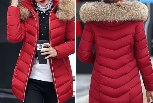 fur hooded puffer coat womens