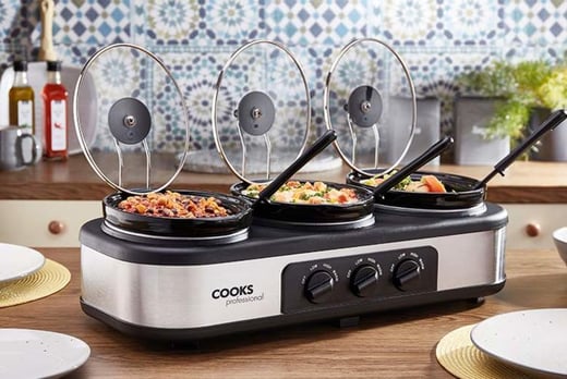 cooks professional 3 pot slow cooker