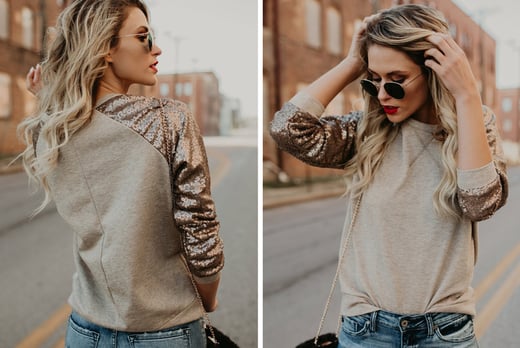 sequin sleeve sweatshirt