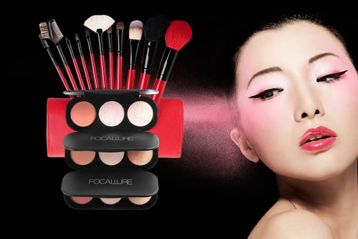 11pc-makeup-brush-set-red-OR-white-AND-FOCALLURE-TRIPLE-COLOUR-BLUSH-&-HIGHLIGHTER-PALETTE-1