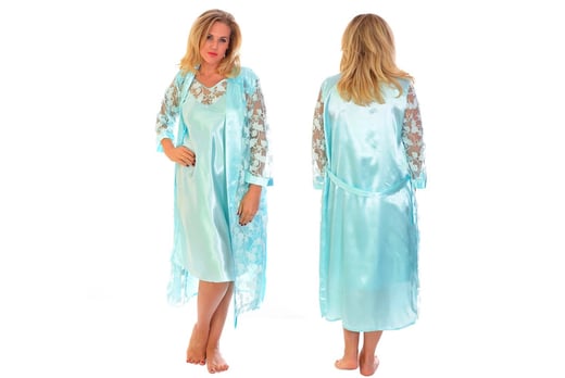 satin night suit with gown