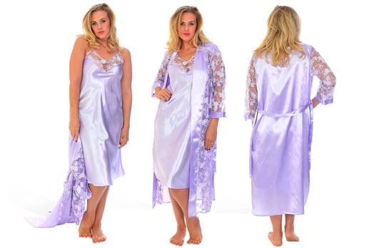 satin night suit with gown