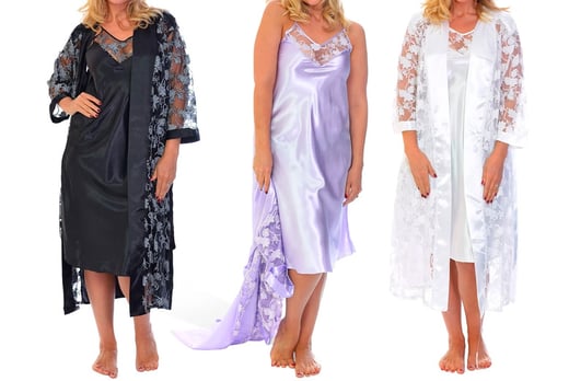 satin night suit with gown