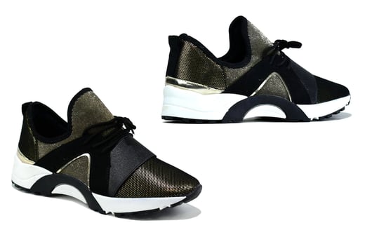 Amari Black \u0026 Gold Trainers | Footwear 