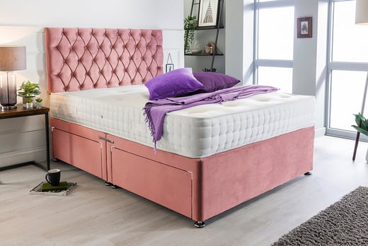 Pink Plush Divan Bed Set Wowcher, Divan Headboard And Mattress Set