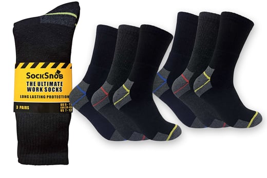 6 Pairs Mens Ultimate Long Lasting Work Socks for Steel Toe Boots 6-11 UK Sock Snob 