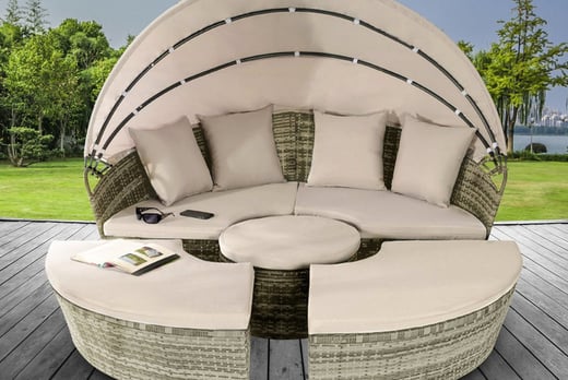 Sun Island Rattan Daybed Lounger & Table