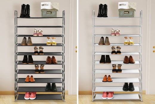 10 Tier Shoe Rack Deal Grey Or Black Shop Livingsocial