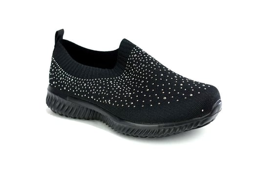 ladies black knitted trainers