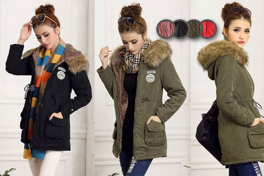 Women's Fleece-Lined Parka Coat - 6 Colours! - Wowcher