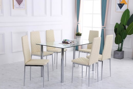 Dining Table 6 Chairs Deal Wowcher, Cream Dining Chairs Set Of 6