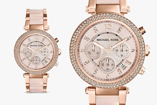 michael kors rose gold and gold watch