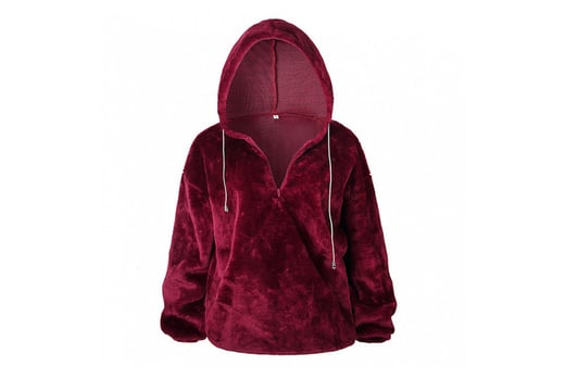 red fluffy hoodie