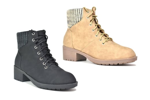 Mid Heel Lace Up Boots Deal - Wowcher