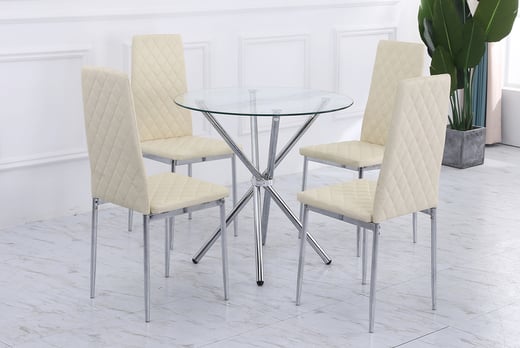 Round Dining Table & 4 Chairs Offer - Wowcher