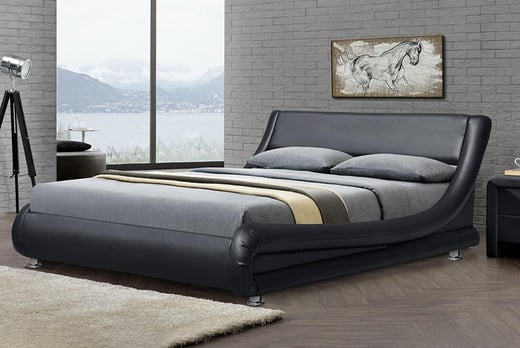 Black Italian Bed Frame Offer Wowcher, Italian Leather Bed
