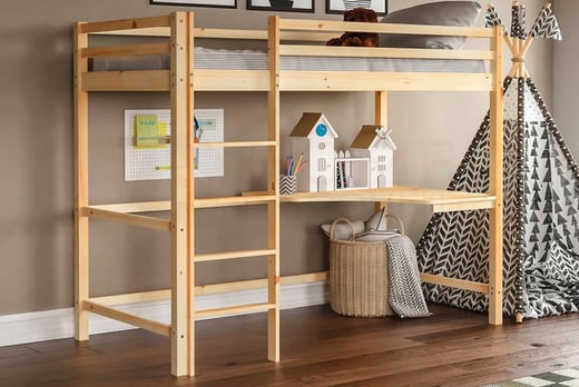 Pine Bunk Bed With Desk Deal 3 Colours Shop Wowcher