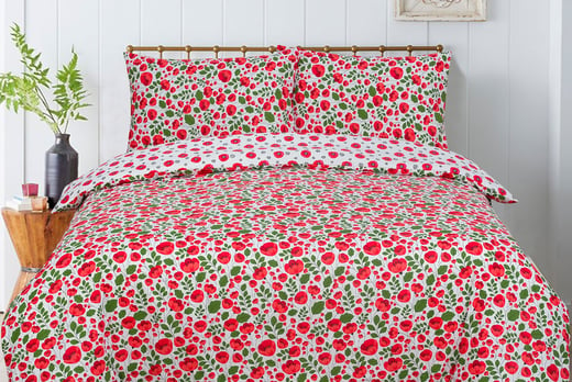 Fl Poppy Reversible Bedding Set, Poppy Flower Duvet Cover Set Queen
