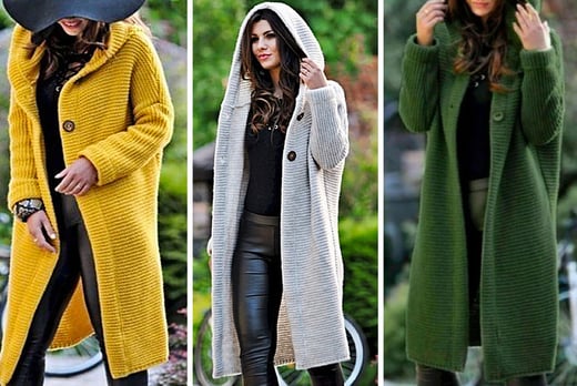 hooded knitted cardigan womens