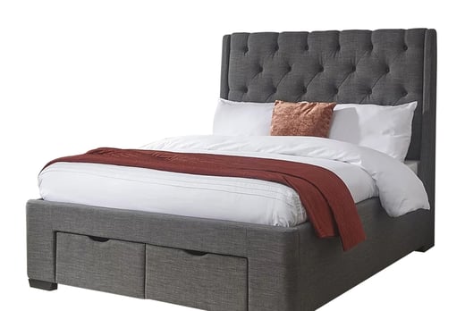 Grey Chesterfield Hopsack Storage Bed