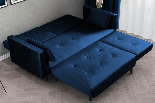 Velvet Corner Sofa Bed Deal Wowcher, Navy Blue Velvet Corner Sofa Bed
