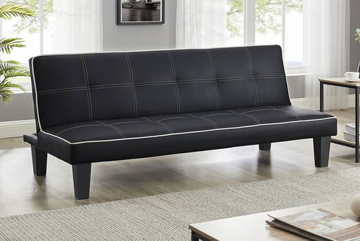 Three Seater Black Sofa Bed Deal Wowcher, Sofa Bed Black Faux Leather