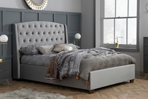 Velvet Bed with Headboard & Optional Mattress - 3 Sizes - LivingSocial