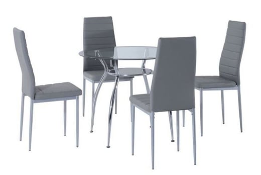 5pc Modern Metal Grey Dining Set Wowcher, White Gloss Dining Table And Chairs Argos