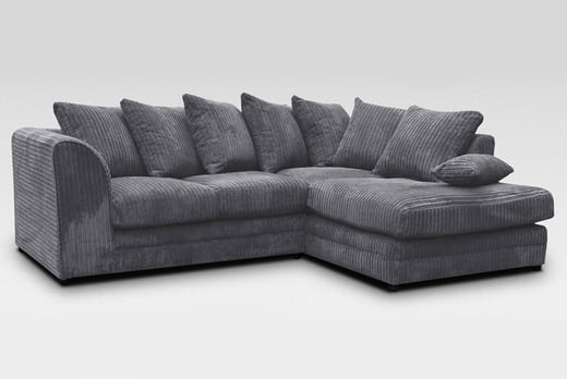 Dylan Grey Cord Fabric Corner Sofa Deal, Dylan Leather Corner Sofa With Chaise