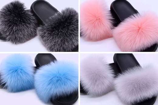 fluffy faux fur sliders