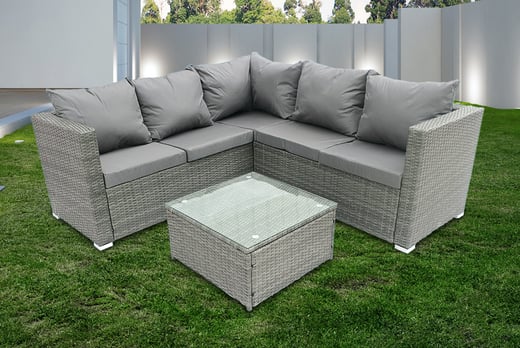 5 Seater Rattan Corner Sofa Furniture, Grey Wicker Garden Furniture Uk