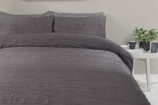Textured Duvet Set Offer Charcoal, Pink And Grey Super King Size Bedding