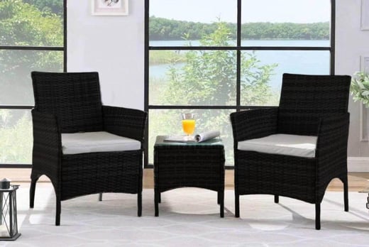 3 Piece Rattan Garden Furniture Set Deal Wowcher - 3pc Rattan Garden Patio Furniture Set With Cover Black