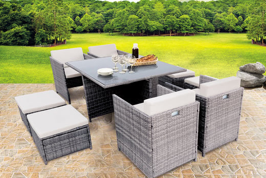 8 Seater Low Back Cube Rattan Set Deal Garden Deals In Shop Wowcher