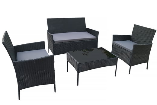 4 Seater Rattan Garden Furniture Offer, 4 Piece Rattan Garden Furniture Set With Cover Grey