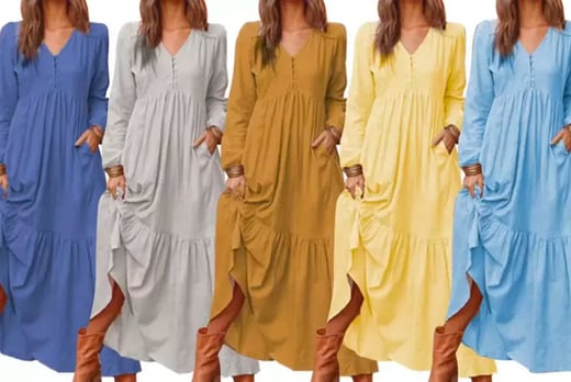 cotton maxi dress with sleeves uk