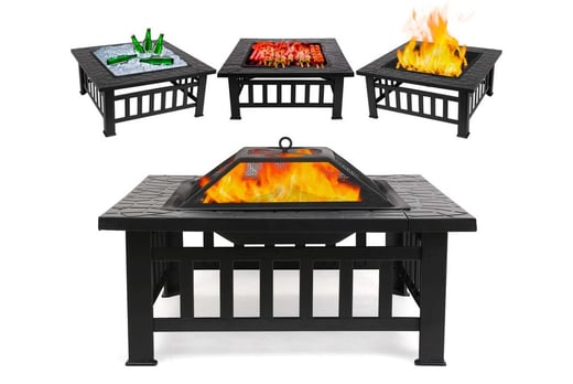 3in1 Large Square Fire Pit & BBQ Offer Shop LivingSocial