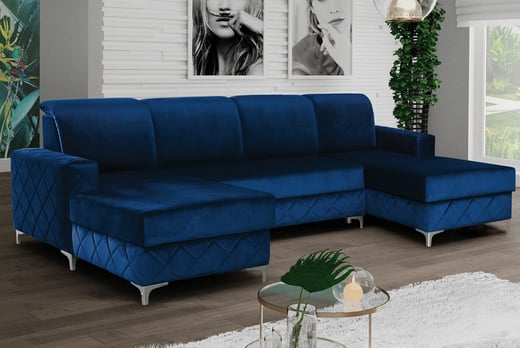 L Shape Sofa Bed Deal Wowcher, Navy Blue Velvet Corner Sofa Bed