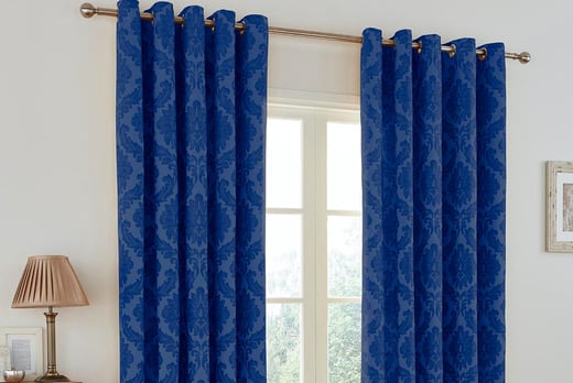 Luxury Eyelet Damask Curtains Deal, Royal Blue Curtains