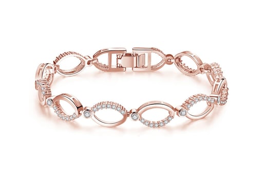 Multi-Linked-Rose-Gold-Swarovski-PLAIN-Gem-Chain-Bracelet
