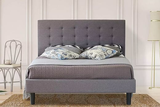 Grey Double Fabric Bed Frame Offer - LivingSocial