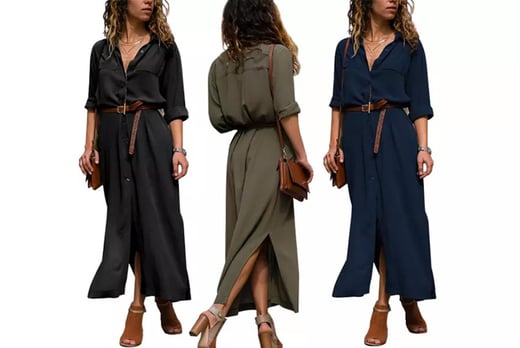 long sleeve maxi shirt dress uk