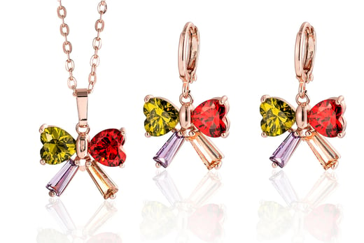Multi-Colour-Crystal-Rose-Gold-Plated-Pendant-&-Earrings-Set-1